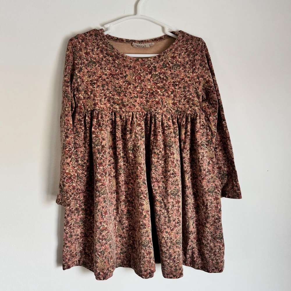 WHEAT Floral Long-Sleeve Kids Dress